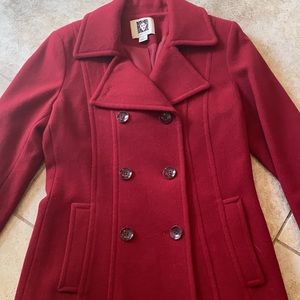 Never worn red pea coat